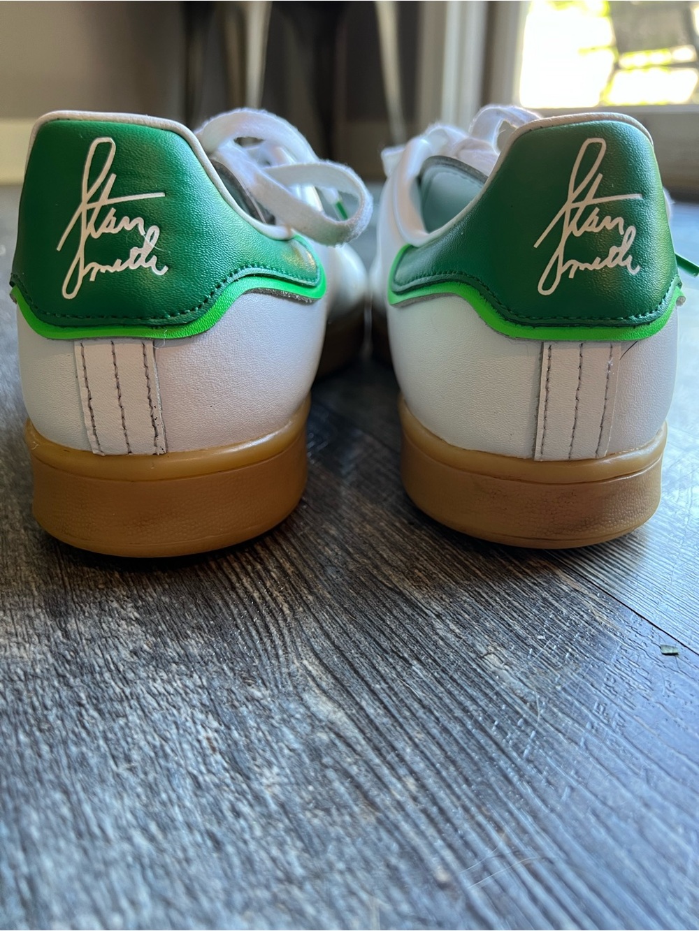 adidas Stan Smith White Sneakers with Green Insole and Gum Sole - Picture 2 of 8